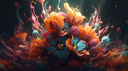 Surreal & Psychedelic flower illustration. Generative AI. 