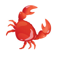 Concept Seafood crab. The illustration is a flat design vector concept of a cartoon crab, with a fun and playful design, on a white background. Vector illustration.