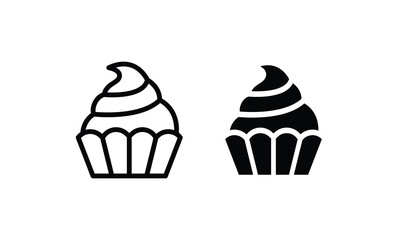 cream cupcake muffin icon illustration confectionery icon button, vector, sign, symbol, logo, illustration, editable stroke, flat design style isolated on white Sweet food
