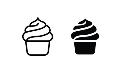 cream cupcake muffin icon illustration confectionery icon button, vector, sign, symbol, logo, illustration, editable stroke, flat design style isolated on white Sweet food
