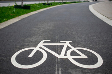 Obraz premium Road marking with bicycle. Germany. City of Bielefeld.