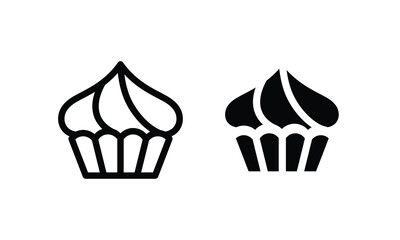 cream cupcake muffin icon illustration confectionery icon button, vector, sign, symbol, logo, illustration, editable stroke, flat design style isolated on white Sweet food