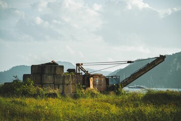 Fototapeta premium Old working gear in field
