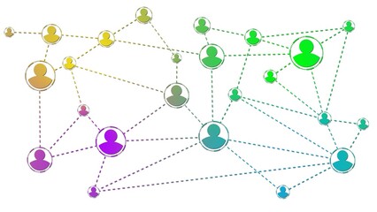 Concept of social network and business team connection and communication of connected people - 3D Illustration