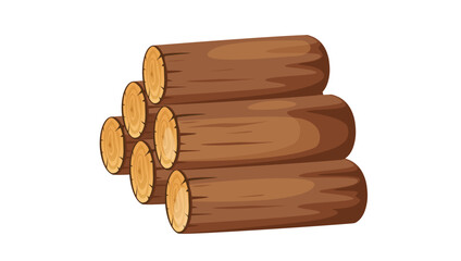 Concept Wood and carpentry. The illustration features a flat, vector cartoon design concept of a pile of firewood on a white background. Vector illustration.