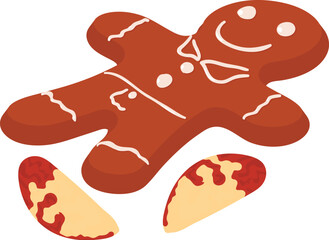 Christmas sweet icon isometric vector. Homemade gingerbread man and brazil nut. Dessert, food concept