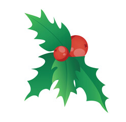 Concept Winter Christmas botany branch leaf plant. The concept of winter is beautifully captured in this flat vector design of a Christmas branch. Vector illustration.