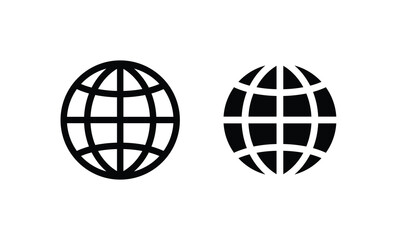 Globe, World, Go to web Website icons set Communication, WWW, World wide, support, social media, contact us, internet icon symbol sign vector collection Editable stroke isolated in white