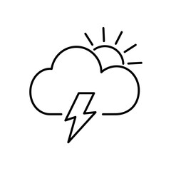 Storm weather with sun and rain icon.