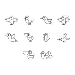 birds icon set outline vector