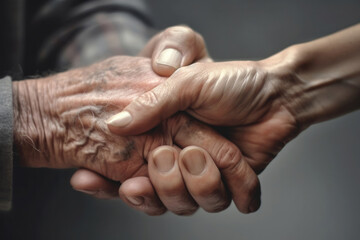old hands and young hands holding hans