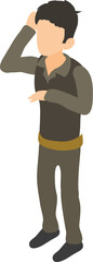 Waiting man icon isometric vector. Faceless male character looking at his watch. Guy, human, person, character