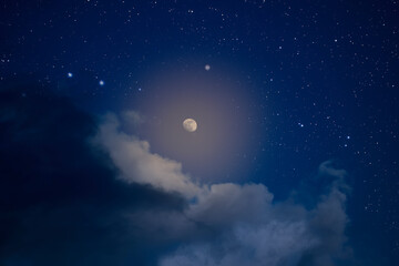 Night sky with shining moon