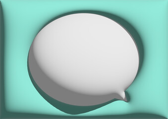 3DCGのぷっくりした丸いふきだし背景素材（水色）