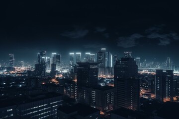 Fototapeta na wymiar Skyline at night 3D. Generative AI