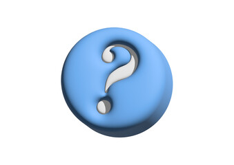 3DCGのぷっくりした丸いクエスチョンマーク（青）