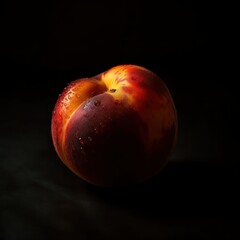 Obraz premium ripe nectarine on black background.Generative AI