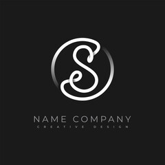 Letter S Circle Logo. Calligraphy minimal swirl monogram. Template design sign. First letter of the company name. Emblem vector