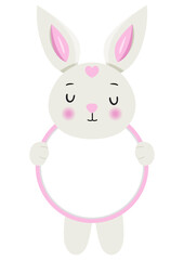Cute bunny with circle blank sign