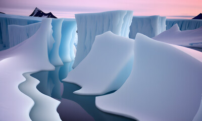 Fantastic winter landscape, created with the help of artificial intelligence.