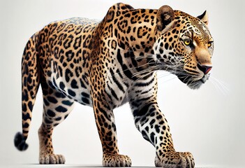 3D Rendering Big Cat Jaguar on White 