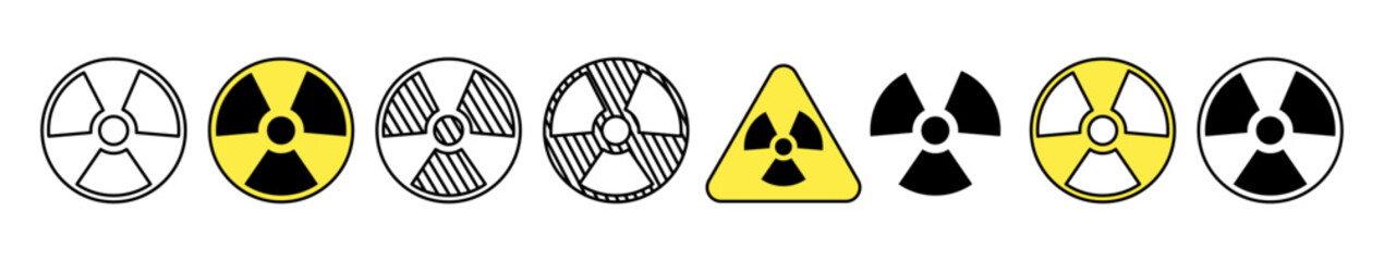 Set of Radiation Sign line shapes, thin line design vector illustration