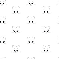 Seamless cute cats pattern vector illustration on white background.