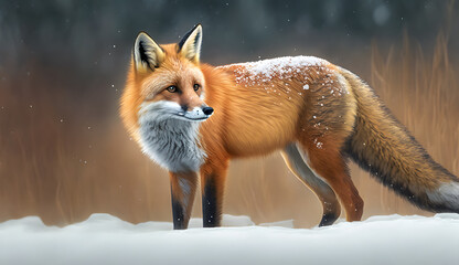 Obraz premium 雪の中の狐 | fox in the snow Generative AI 