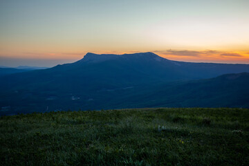 Crimean mountains after sunset at dusk