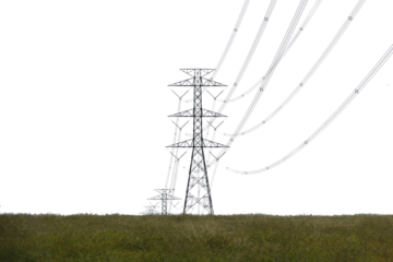 Electric pylon isolated on white background..