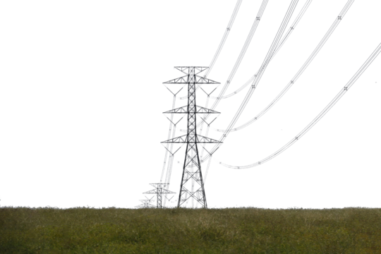 Electric pylon isolated on white background..