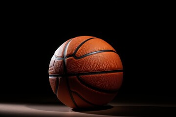 Obraz premium bright new leather basketball ball with white lines against 