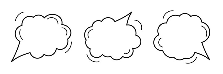Speech Bubble Doodle Set. Speech balloon, chat bubble line icons. Vector illustration
