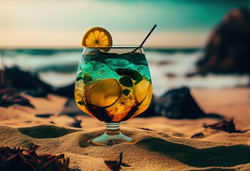  Cocktail on a beach.