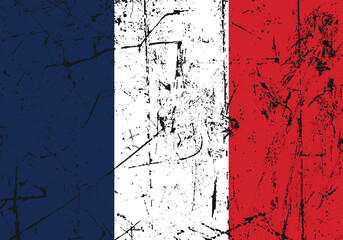 France Country flag with rough paint brush stroke textured, vector illustration