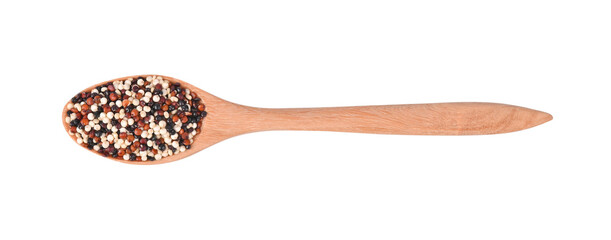 quinoa seeds in wooden spoon on transparent png