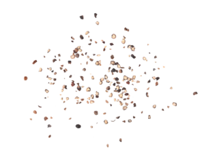 Pepper, Coarsely crushed ground black pepper on transparent png. Top view