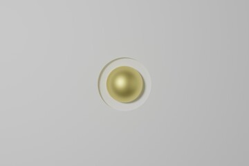 Golden pearls hang on the wall. 3D render illustration.