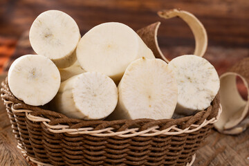 Fresh Organic Cassava Root - Manioc Esculenta; On White Background
