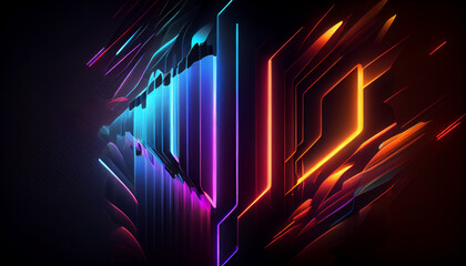 Beautiful abstract Colorful futuristic dark stage background. Colorful Stage. Colorful Abstract Background. Ai generated image