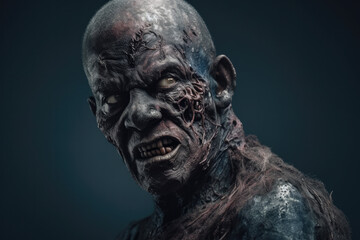 zombie in detailed view created with Generative AI technology