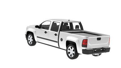 Silver Pickup Truck isolated on empty background