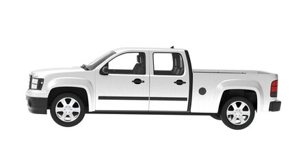 Silver Pickup Truck isolated on empty background