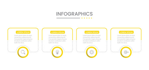 Business Infographic Template. Thin line design with numbers. 4 options or steps.