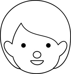 Cute Girl Black Line Style Coloring Drawing Avatar


