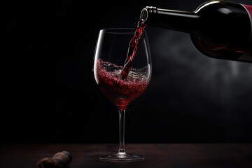 Fototapeta na wymiar Pouring wine on black .