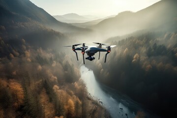 Fototapeta na wymiar Drone Footage Exploring the Wilderness from Above Generative Ai