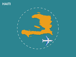 An airplane leaving the boundary of Haiti country, a concept of airplane takeoff, illustration vector design