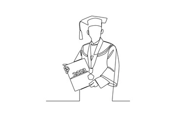 Continuous one line drawing class of 2023. Congrats Graduates. Graduation concept. Single line draw design vector graphic illustration.