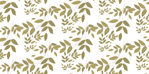 Seamless botanical pattern in vintage style from green branches of leaves. great for textiles and printing on paper, wallpapers.